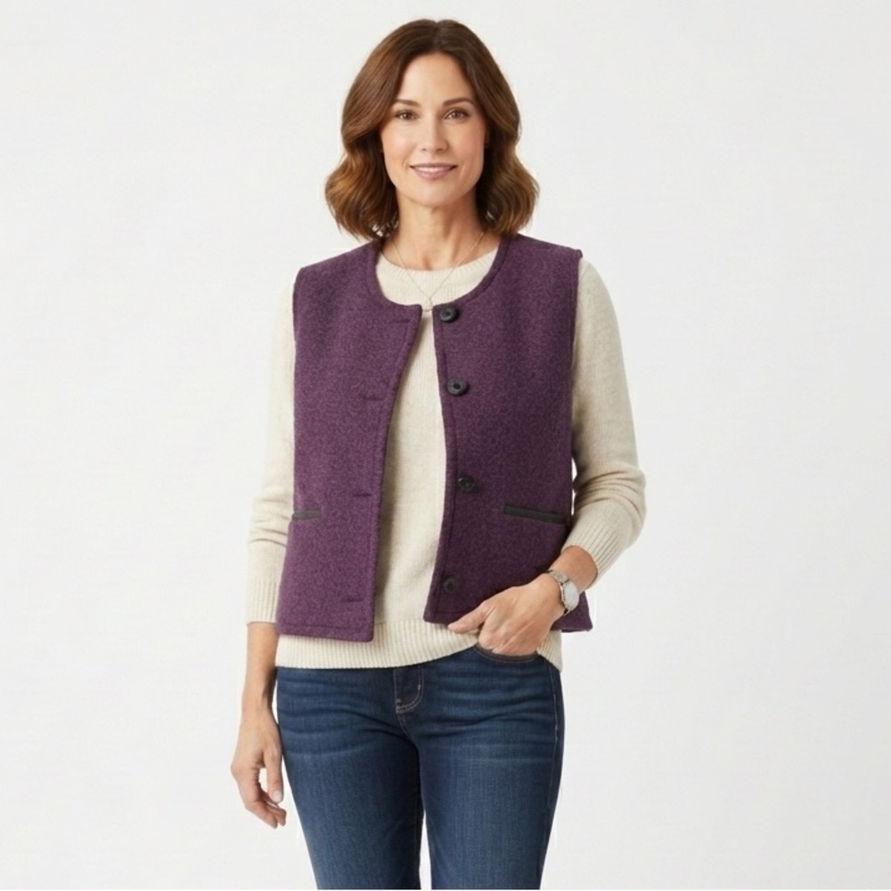 ibex Purple Wool Blend Button Vest
